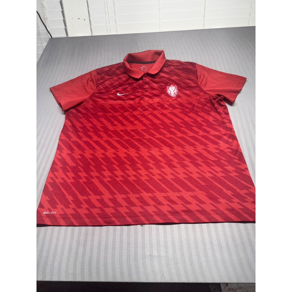 Nike Arkansas Razorbacks Dri-FIT Polo Shirt Mens XXL Red Geometric Pattern